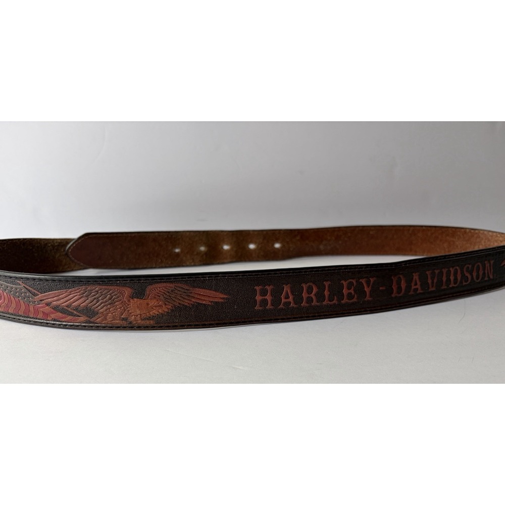 Harley Davidson Leather Belt Eagle Tooled Vintage Size 40 USA Made